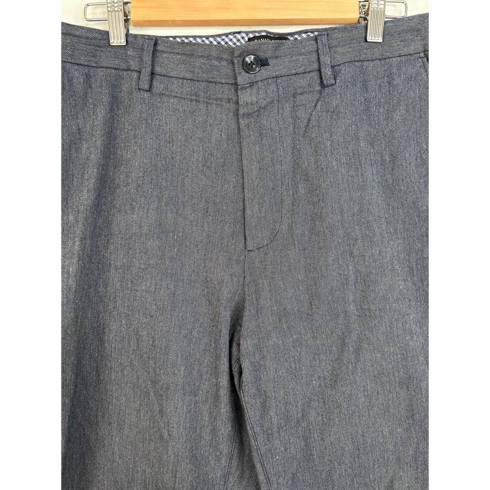 Banana Republic Kentfield Pant Mens 36x34 Blue Gray Cotton Herringbone Chinos
